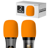 Geekria for Creators Foam Windscreen for 1.6'' Diameter Microphones, Antipop Foam Cover, Mic Wind Cover, Sponge Foam Filter Compatible with Bietrun WXM09, WXM21 (Orange / 2 Pack)