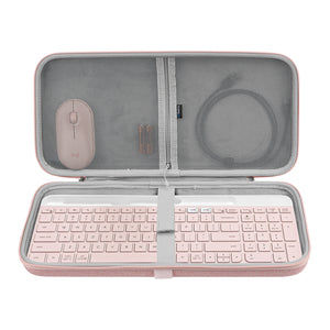 Geekria Keyboard Carrying Case, Hard Shell Protective Travel Bag, Compatible with Logitech MK470, Logitech K585, Logitech K580, Logitech MK470 Slim Wireless Keyboard and Mouse Combo (Pink)