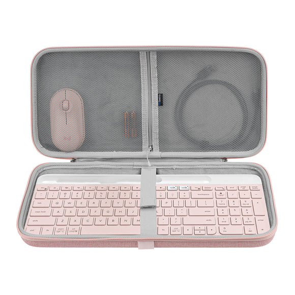 Geekria Hard Shell Keyboard Case Compatible with Logitech K580, K585 Slim Multi-Device, MK470 Slim Wireless, Carrying Bag for Compact Mouse Compatible with Logitech MX Anywhere 3 (Pink)
