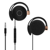 Geekria Wired Clip-On Ear Headphones with Mic, 3.5mm Open-Ear Earphones with Inline Volume & Call Control, Lightweight Comfort Fit for Phones, Tablets and 3.5mm Devices (Black)