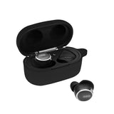 Geekria Silicone Case Cover Compatible with AKG N400 True Wireless Earbuds Protective Charger Carrying Case, Wireless Earphones Skin Cover with Keychain Hook, Charging Port Accessible (Black)
