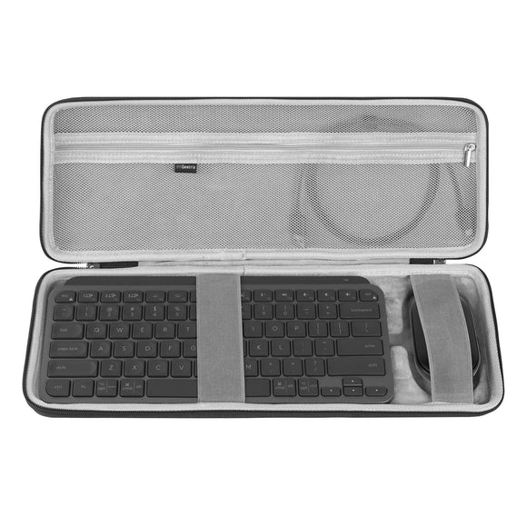 Geekria Keyboard Case, Hard Shell Protective Travel Bag Compatible with Logitech MX Keys Mini Minimalist Wireless Illuminated Keyboard and Logitech MX Anywhere 3 Mouse Combo Case (Dark Grey)