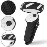 Geekria Design Controller Grip Cover Accessories Compatible with Pico Neo 3, Silicone Anti-Throw Grips Protector with Adjustable Knuckle Straps (Black, 1 Pair)