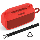 Geekria Silicone Speaker Case Cover Compatible with Bose SoundLink Plus, Protective Soft Skin, Replacement Portable Speakers Travel Carrying Sleeve with Shoulder Strap (Red)