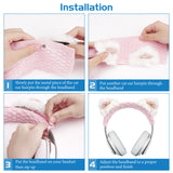 Geekria NOVA Knit Fabric Headband Pad and Cat Ears Compatible with Bose QC35 II, ATH-M50x, Beats Studio Pro, SONY WH-1000XM6 Headphone, Replacement Pad Repair Parts (Pink)