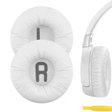Geekria QuickFit Leatherette Replacement Ear Pads for JBL JR 300/ 300BT, T450BT, T500BT, Tune 500/ 500BT/ 510BT/ 520 Headphones, Ear Cushions, Repair Parts (White)
