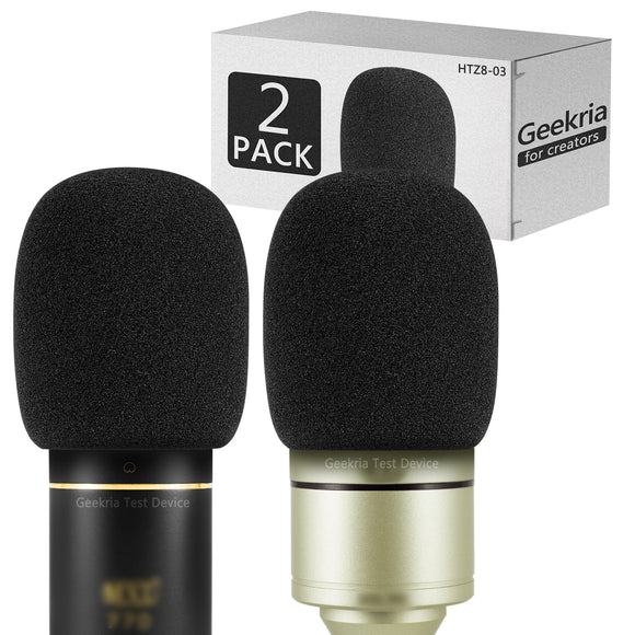 Geekria for Creators Foam Windscreen Compatible with MXL 770x, MXL 990, MXL 990s, MXL 990xl Microphone Antipop Foam Cover, Mic Wind Cover, Sponge Foam Filter (Black / 2 Pack)