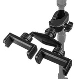 Geekria for Creators Mic Stand Dual Phone Holder, Microphone Stand Cell Phone Holder, Compatible with Apple iPhone 16, 15 Pro, Adjustable Phone Mount for Boom Mic Stand, Music Stand (Black)