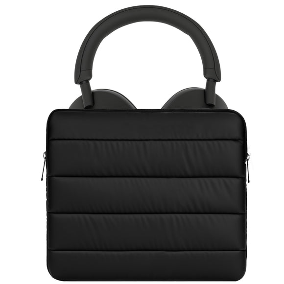 Geekria NOVA Headphone Puffy Pouch Compatible with Sony WH-1000XM5, Logitech G PRO X 2, Apple AirPods Max, Soft Shell Replacement Protective Travel Carrying Bag with Edge Protection (Black)