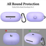 Geekria Silicone Case Cover Compatible with Powerbeats Pro 2 True Wireless Earbuds, Protective Earphones Skin Cover with Keychain Hook, Charging Port Accessible (Purple)