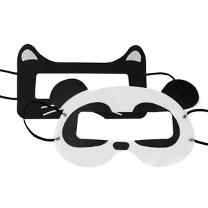 Geekria 50PCS VR Cartoon Disposable Mask VR Headset Mask, VR Eye Cover Mask, VR Headset Cover Mask Universal Mask for VR Compatible with Meta Quest Pro Quest 2 PSVR2 for Adults (Panda+Black Cat)