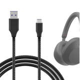 Geekria USB Headphones Vegan Leather Charger Cable Compatible with Sony WH-1000XM5 1000XM4 WH-1000XM3 XB910N XB900N CH710N Charger, USB to USB-C Replacement Power Charging Cord (4ft / 120cm)