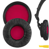 Geekria QuickFit Replacement Ear Pads for Sony MDR-V55, V500DJ Headphones Ear Cushions, Repair Parts (Black Red)