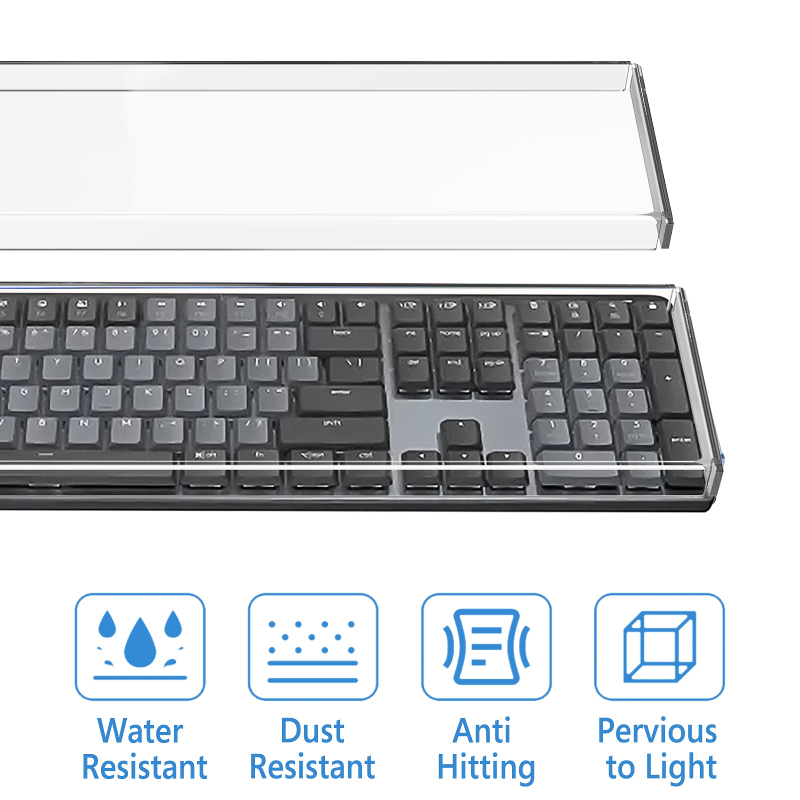 Geekria Full Size Keyboard Dust Cover, Clear Acrylic Keypads Cover for