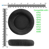 Geekria Comfort Velour Replacement Ear Pads for AKG K701, K702, Q701, Q702, K601, K612, K712, K400, K500 Headphones Ear Cushions, Headset Earpads, Ear Cups Cover Repair Parts (Black)