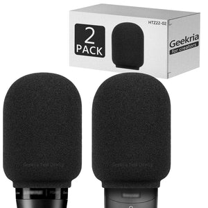 Geekria for Creators Foam Windscreen Compatible with Shure SM7B, PGA27, SM27 Microphone Antipop Foam Cover, Mic Wind Cover, Sponge Foam Filter (Black / 2 Pack)