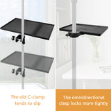 Geekria for Creators Microphone Stand Tray, Clamp On Shelf, Adjustable Rack Holder, Sound Card Tray, Clamp-On Rack Tray Attachment Suitable for Stage, Live Streaming, Recording (Black / Large)