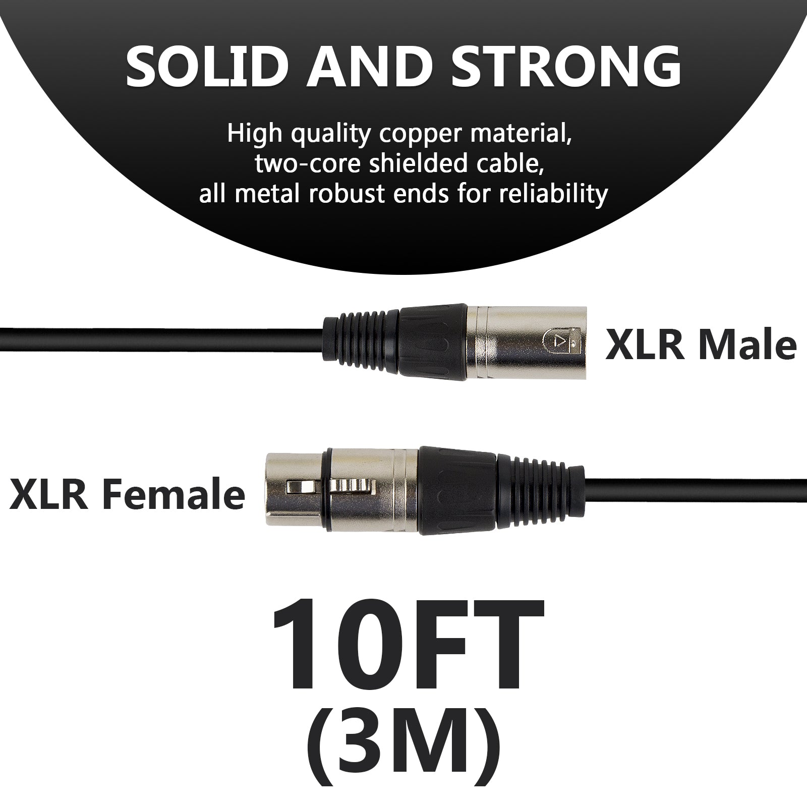 Baoblaze XLR Cable Microphone Cable Male to Female XLR Cables Mic Cord for  Audio Cable 3m