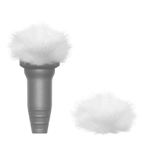 Geekria for Creators Furry Windscreen for 0.3'' (8mm) Diameter Microphone, Mic DeadCat Wind Cover Muff, Fluff Cover Windshield Compatible with Sennheiser ME2 (White / 2 Pack)