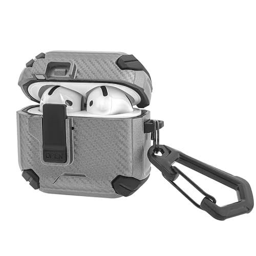 Geekria Hard Shell Case Cover Compatible with Apple AirPods 4, Shockproof Full Body Cover with Unlock Flip Lid, Phone Holder and Back Magnetic Suction Function