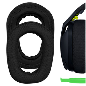 Geekria Comfort Mesh Fabric Replacement Ear Pads for Logitech G435 G335 Headphones Ear Cushions, Headset Earpads, Ear Cups Cover Repair Parts (Black)