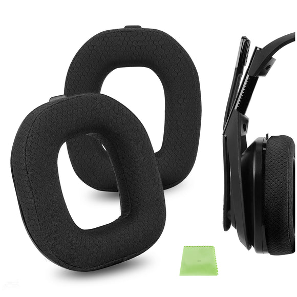 Geekria Comfort Mesh Fabric Replacement Ear Pads for Astro A40 TR Headphones Ear Cushions, Headset Earpads, Ear Cups Cover Repair Parts (Black)