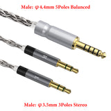 Geekria Apollo Silver-Plated Copper Upgrade Audio Cable Compatible with Meze Audio 99 Classics Series, 109 PRO, LIRIC 2, LIRIC, 4.4mm to Dual 3.5mm Replacement Cord (4.9 ft / 1.5 m / Silver)