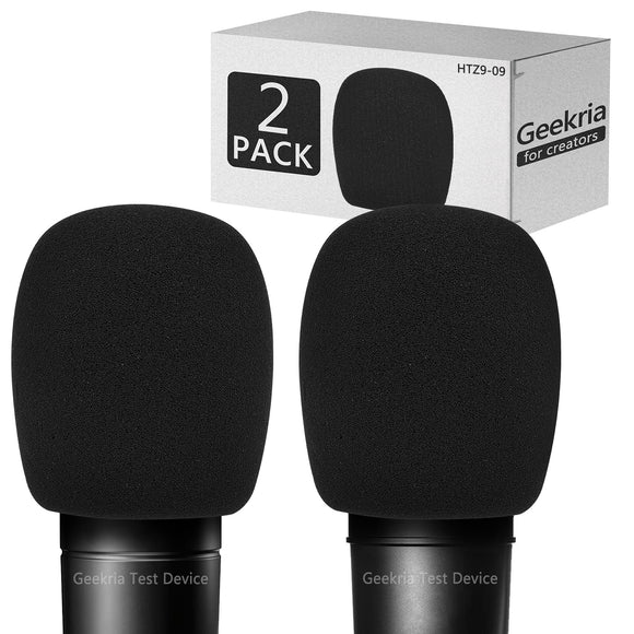 Geekria for Creators Foam Windscreen Compatible with Audio-Technica AT2020, AT2020USB, AT2020USB+, AT2035, AT4040 Microphone Antipop Foam Cover, Mic Wind Cover, Sponge Foam Filter 2 Pack (Black)