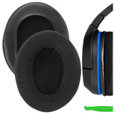 Geekria Comfort Extra Thick Mesh Fabric Replacement Ear Pads for Turtle Beach Stealth 400, 500X, 700X, 420X, Ear Force XO SEVEN, XP500, PX5, PX4, X42 Headphones Ear Cushions, Ear Cups (Black)
