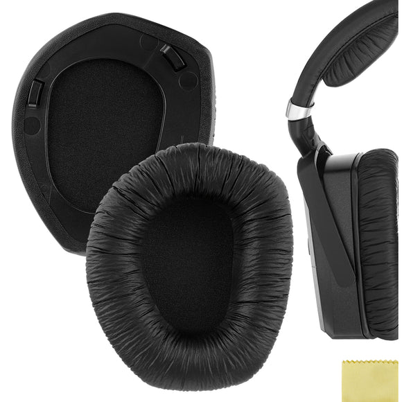 Geekria QuickFit Leatherette Replacement Ear Pads for Sennheiser RS195 HDR195 RS185 HDR185 HDR175 RS175 HDR165 RS165 Headphones Ear Cushions, Ear Cups Cover Repair Parts (Plastic Ring)