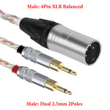Geekria Apollo Upgrade Cable for Sennheiser HD700 / AudioQuest Nighthawk, 6N OCC Silver-Plated, Dual 2.5mm to 4-Pin XLR Balanced, Audiophile Replacement Cord (1.5m)