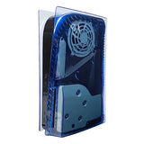 Geekria Transparent Cover Plates Compatible with Sony PlayStation 5 Disc Edition, Replacement Shell Gaming Accessories with Fan Vents (Blue)
