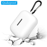 Geekria Silicone Case Cover Compatible with Soundcore by Anker AeroClip True Wireless Earbuds, Protective Earphones Skin Cover with Keychain Hook, Charging Port Accessible (White)