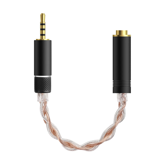 Geekria 2.5mm Balanced Male to 4.4mm Balanced Female Headphones Adapter, Copper and Silverplated Upgrade Cable Conversion Audio Dongle Cable (0.5ft)