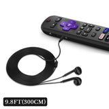 Geekria Headphones for Roku Remote, 3.5mm Wired In Ear Headphone Compatible with Roku Voice Remote Pro, Ultra Remote, Hear Your Favorite Movies and TV Shows (Black / 9.8 FT)