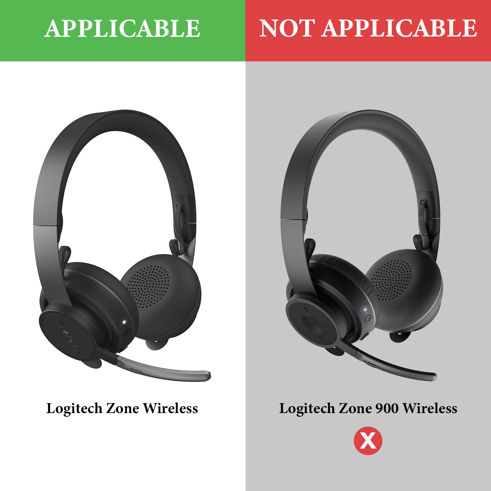 Geekria QuickFit Replacement Ear Pads for Logitech ZoneWireless/ ZoneW