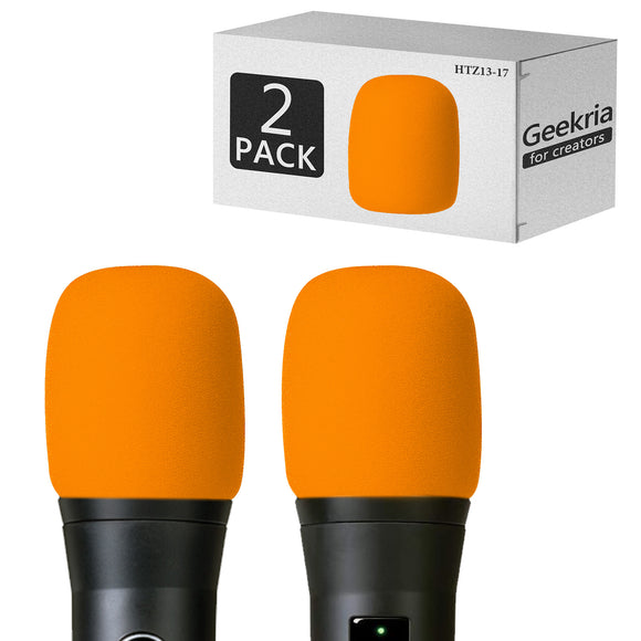 Geekria for Creators Foam Windscreen Compatible with AKG P2, P3S, P5i, C5, D5, D7, DMS100, DMS300 Microphone Antipop Foam Cover, Mic Wind Cover, Sponge Foam Filter (Orange / 2 Pack)
