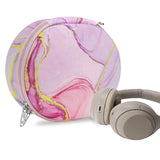 Geekria NOVA Headphones Case Compatible with Sony WH-1000XM4, WH-1000XM3, MDR-1000X, WH-H910N, Replacement Hard Shell Travel Carrying Bag with Cable Storage (Pink Marble)