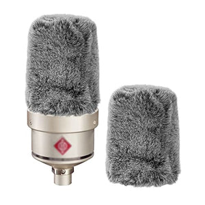 Geekria for Creators Furry Windscreen Compatible with Sennheiser MK 4, MK 8, TLM 107 Mic DeadCat Wind Cover Muff, Windbuster, Windjammer, Fluff Cover Windshield (Grey / 2 Pack)