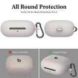 Geekria Silicone Case Cover Compatible with Powerbeats Pro 2 True Wireless Earbuds, Protective Earphones with Keychain Hook, Charging Port Accessible (Grey)