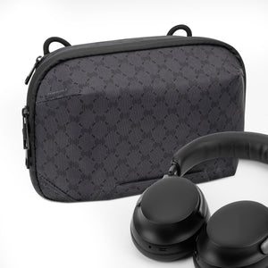 Geekria Elite Headphones Pouch Compatible with Bose QC Ultra, JBL Tour ONE M3, Sony WH-1000XM6 and More, Soft Shell Replacement Protective Travel Carrying Bag with Cable Storage (Dark Grey)