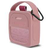 Geekria Silicone Speaker Case Cover Compatible with Bose SoundLink Micro II, Protective Soft Skin, Replacement Portable Speakers Travel Carrying Sleeve with Keychain Hook (Pink)