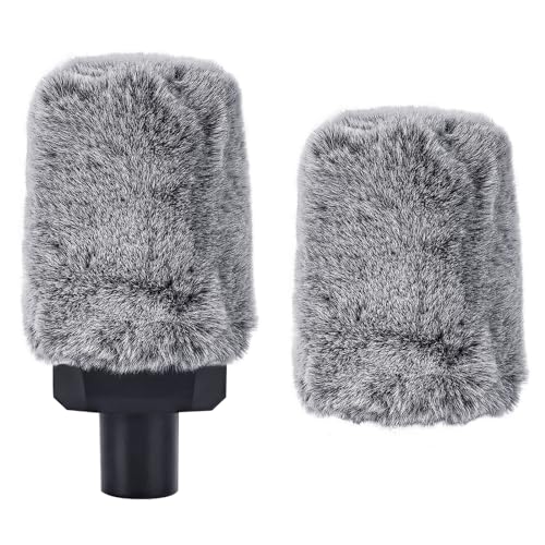 Geekria for Creators Furry Windscreen for 1.6'' (40mm) Diameter Microphones, Mic DeadCat Wind Cover Muff, Windjammer, Fluff Cover Windshield Compatible with HyperX SoloCast (Grey / 2 Pack)