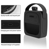 Geekria Silicone Speaker Case Cover Compatible with Bose SoundLink Micro II, Protective Soft Skin, Replacement Portable Speakers Travel Carrying Sleeve with Keychain Hook (Black)