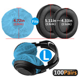 Geekria 100 Pairs Disposable Headphones Ear Cover for Large Over-Ear Headset Earcup, Stretchable Sanitary Ear Pads Cover, Hygienic Ear Cushion Protector (L / Blue)