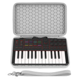 Geekria Audio Interface Carrying Case, Compatible with Akai Professional MPK Mini IV, EVA Hard Shell Portable Travel Bag (Light Gray)