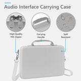 Geekria Audio Interface Carrying Case, Compatible with Akai Professional MPK Mini IV, EVA Hard Shell Portable Travel Bag (Light Gray)