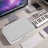 Geekria Audio Interface Carrying Case, Compatible with Akai Professional MPK Mini IV, EVA Hard Shell Portable Travel Bag (Light Gray)