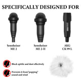 Geekria for Creators Furry Windscreen for 0.3'' (8mm) Diameter Microphone, Mic DeadCat Wind Cover Muff, Fluff Cover Windshield Compatible with Sennheiser ME2 (White / 2 Pack)