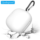 Geekria Silicone Case Cover Compatible with ATH-CKS50TW2 True Wireless Earbuds, Protective Earphones Skin Cover with Keychain Hook, Charging Port Accessible (White)